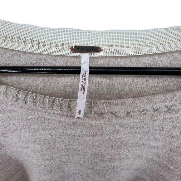Free People Keep You Sweater Size Small Oversized Sleeves 100% Wool Cream - Picture 3 of 7